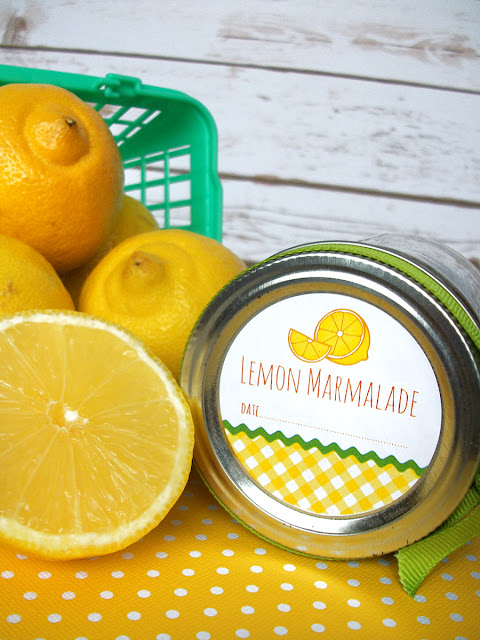 Gingham Lemon Canning Jar Labels