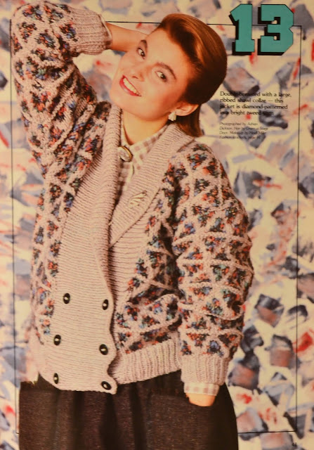 Vintage 1980s Diamond Checked Jacket Knitting Pattern-