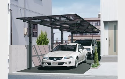 Desain Carport dengan Lantai Beton Batu Alam atau Keramik 