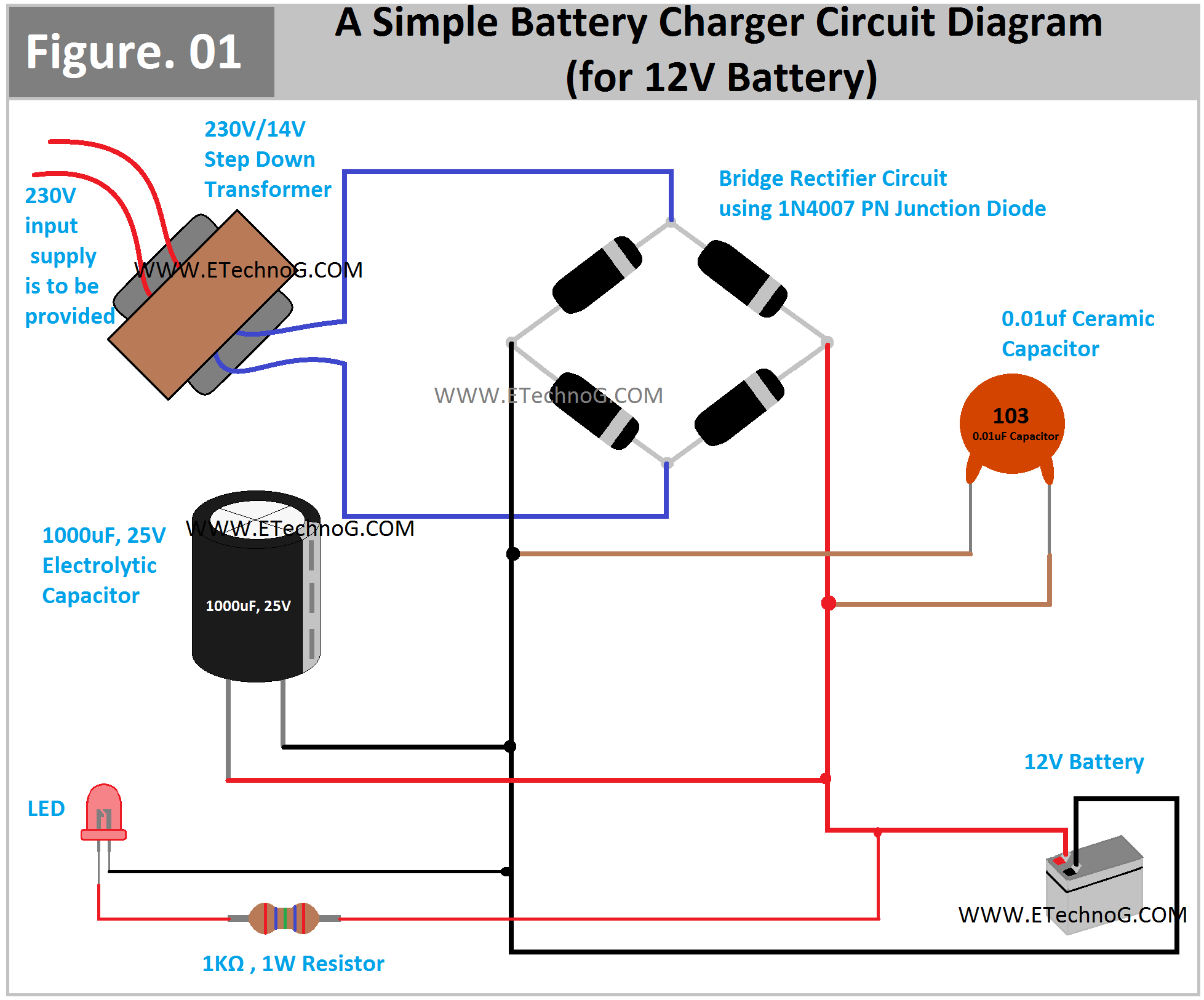 Battery Charger Circuit Diagram for 12V Battery