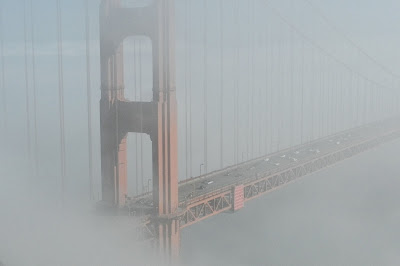 The bridge shines through the fog!
