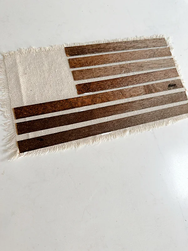 drop cloth flag with wooden slats