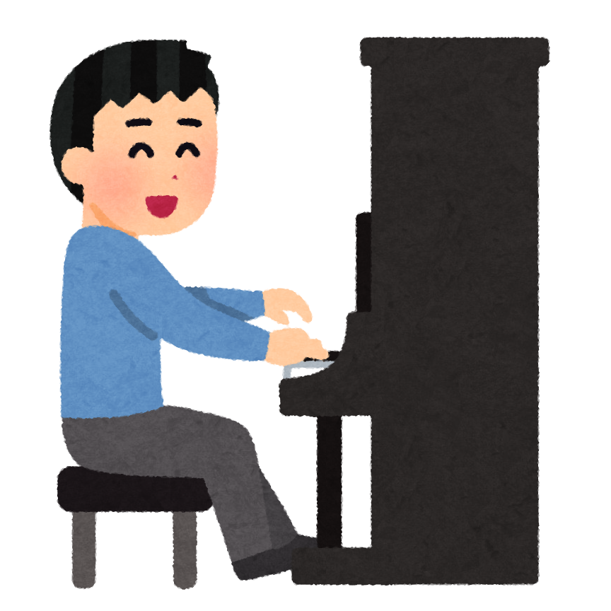アップライトピアノを弾く人のイラスト 男性 かわいいフリー素材集 いらすとや