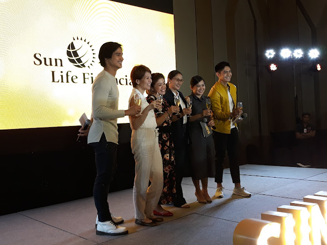 L-R: Piolo Pascual, Mylene Lopa, Ironman Philippines' Princess Galura, Metro Ad Sports, queen of running Cathy Sarmiento, Lennie Arboleda and Robi Domingo.