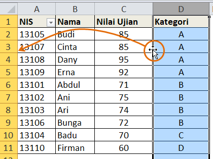 Carag Drag & Drop Kolom Excel