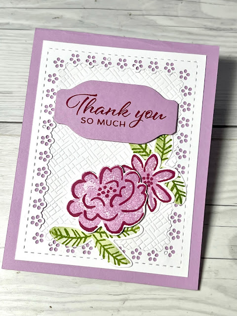 Floral Greeting Card with eyelete die cut and Stampin' Up! Darling Details Stamp Set and Dies