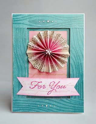 Here's another rosette card from Agnieszka that features stamped wood grain