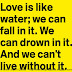 Love is like water; we can fall in it, we can drown in it, and we can't live without it. 