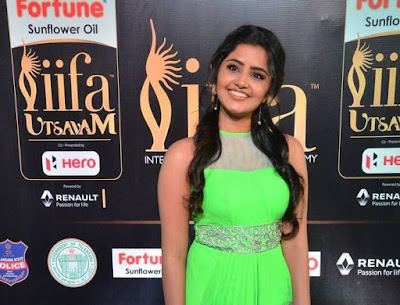 Anupama Parameswaran in Green Sleeveless Gown