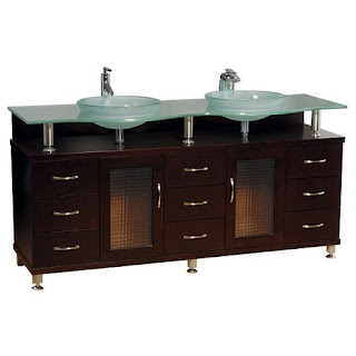 Bathroom Vanity Single Sink on Round Vessel Sinks  Double Sink Vanity With Glass Countertop