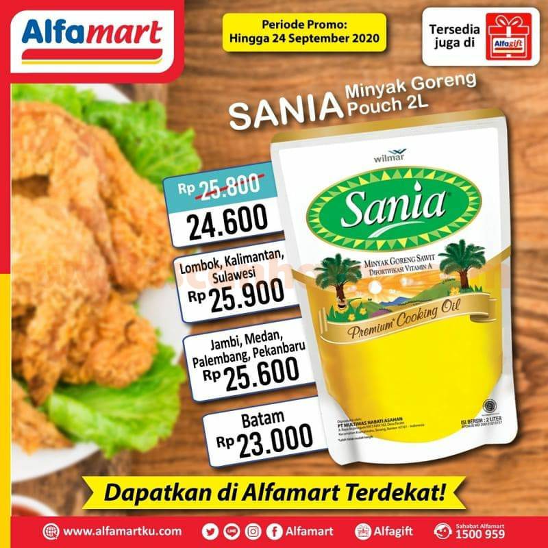 Alfamart Promo SANIA Minyak Goreng Pouch 2 Liter Periode 21 - 24 September 2020