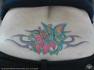 Tribal Flower Butterfly Tattoos