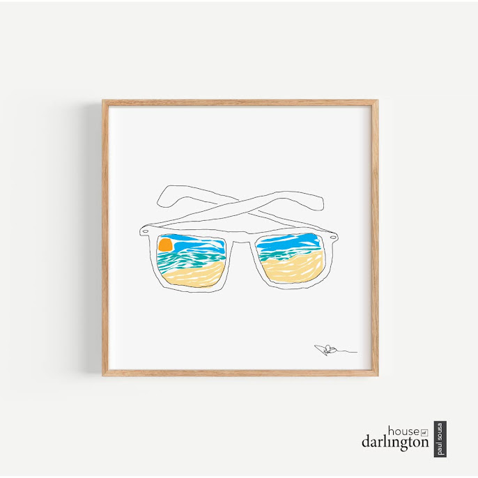 House of Darlington, Summer Shades Art Print, Abstract Art, Minimalist Art, Sunglasses, Summer, Beach House Decor