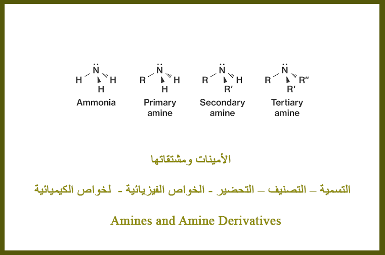 الأمينات ومشتقاتها : التسمية – التصنيف – التحضير - الخواص الفيزيائية -  لخواص الكيميائية - Amines and Amine Derivatives