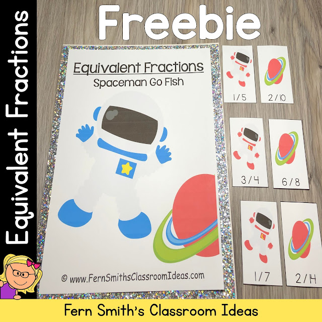 FREEBIE FRIDAY - THREE DIFFERENT EQUIVALENT FRACTIONS GO FISH AND MATH CENTER GAMES FOR YOUR CLASSROOM!