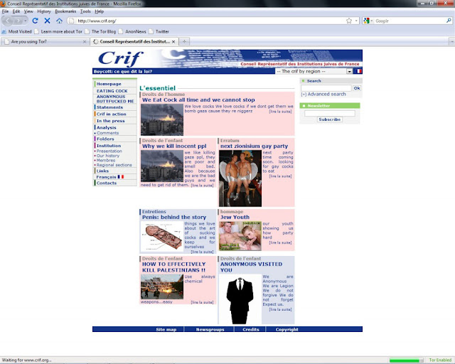 Crif.org defaced by participants in #Anonymous
