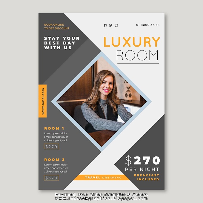 hotel information flyer template with photo | Vector template free download