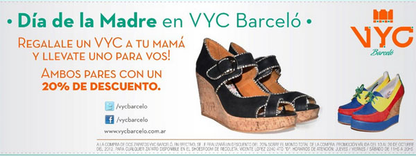 Promoción zapatos VYC Barcelo Dia de la Madre.