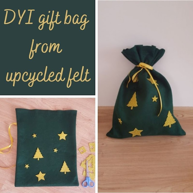 DIY Christmas gift bag from upcycled felt