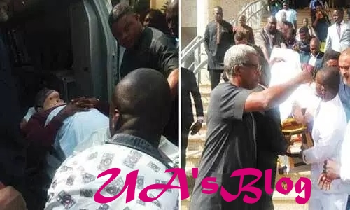 JUST IN: Olisa Metuh arrives court in ambulance