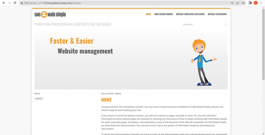 sample cmsms website homepage