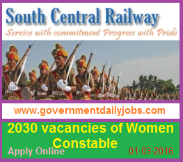 SOUTH CENTRAL RAILWAY RECRUITMENT 2016 APPLY ONLINE FOR 2030 WOMEN CONSTABLE POSTS