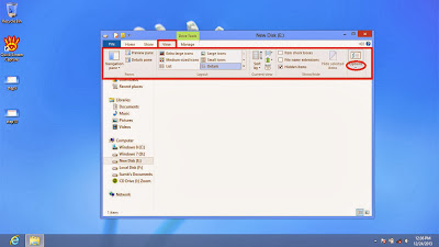 Learn how to disable show or don't show hidden files and folders in windows 8 step11