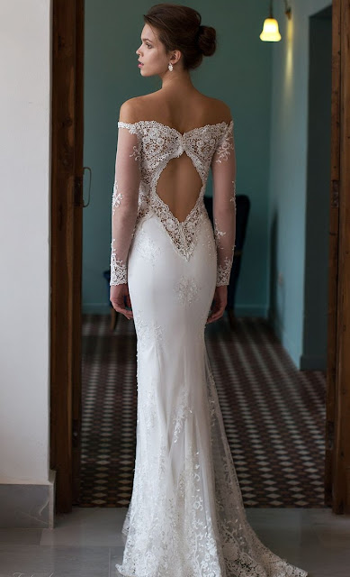 illusion-long-sleeves-off-shoulder-pluging-sweetheart-lace-sheath-wedding-dress
