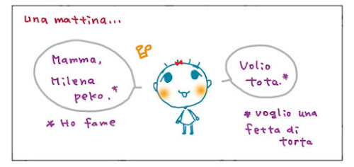 Una mattina... Mamma, Milena peko. Ho fame. Volio tota. Voglio una fetta di torta