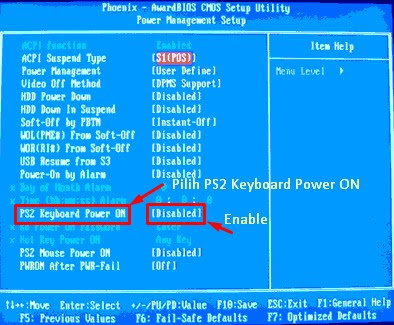 setting keyboard power on enable