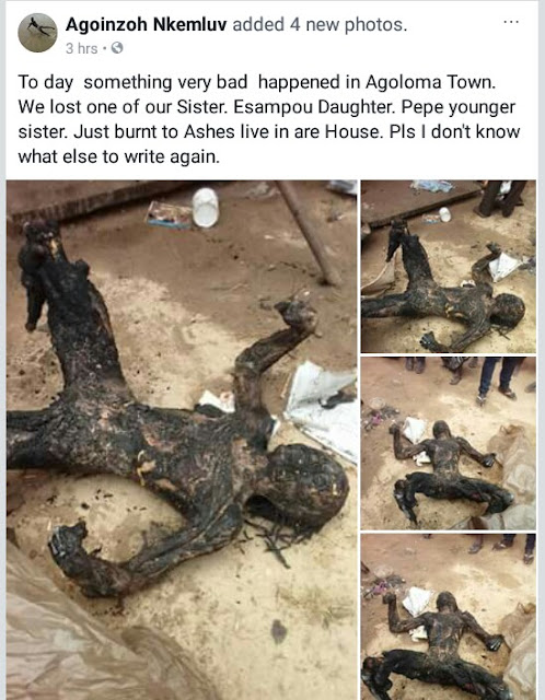  Graphic: Young lady burnt beyond recognition in house fire at Agoloma Town, Delta State