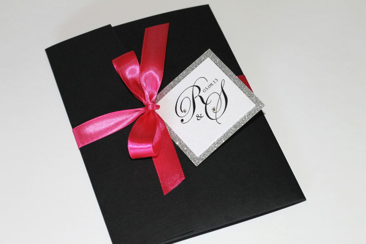 Black And Hot Pink Wedding Invitations