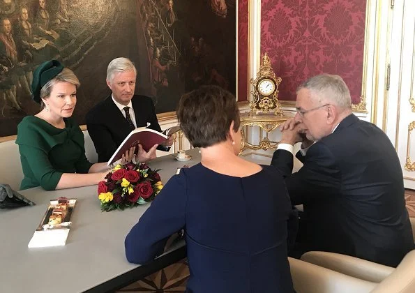 King Philippe and Queen Mathilde were welcomed by President Alexander Van der Bellen of Austria and his wife Doris Schmidauer