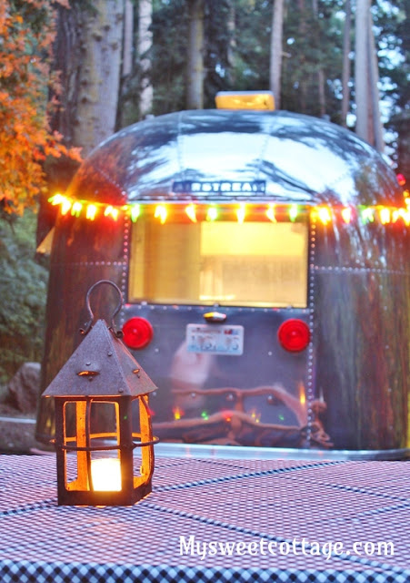 Airstream Trailer with Outside Lights