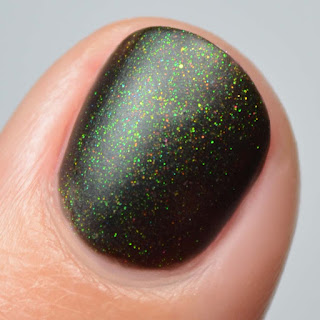 black matte nail polish with color shifting shimmer