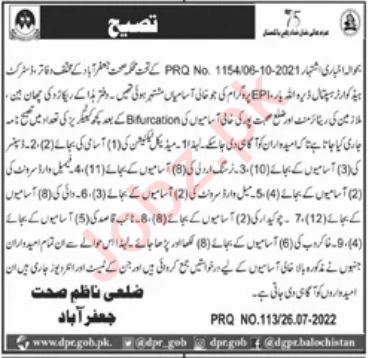 Latest District Health Department Medical jobs