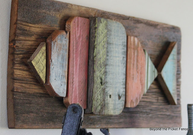 Reclaimed wood colorful pallet wood http://bec4-beyondthepicketfence.blogspot.com/