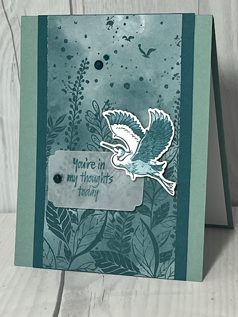 Sympathy card using Stampin' Up! Heron Habitat Stamp Set and Hello, Irresistible Designer Series Paper