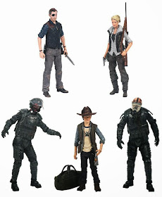 The Walking Dead Television Series 4 Action Figures by McFarlane Toys - The Governor, Andrea, Riot Gear Zombie Walker, Carl Grimes & Riot Gear Gas Mask Zombie Walker