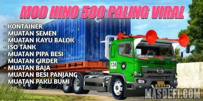 download mod bussid truck hino 500 trailer