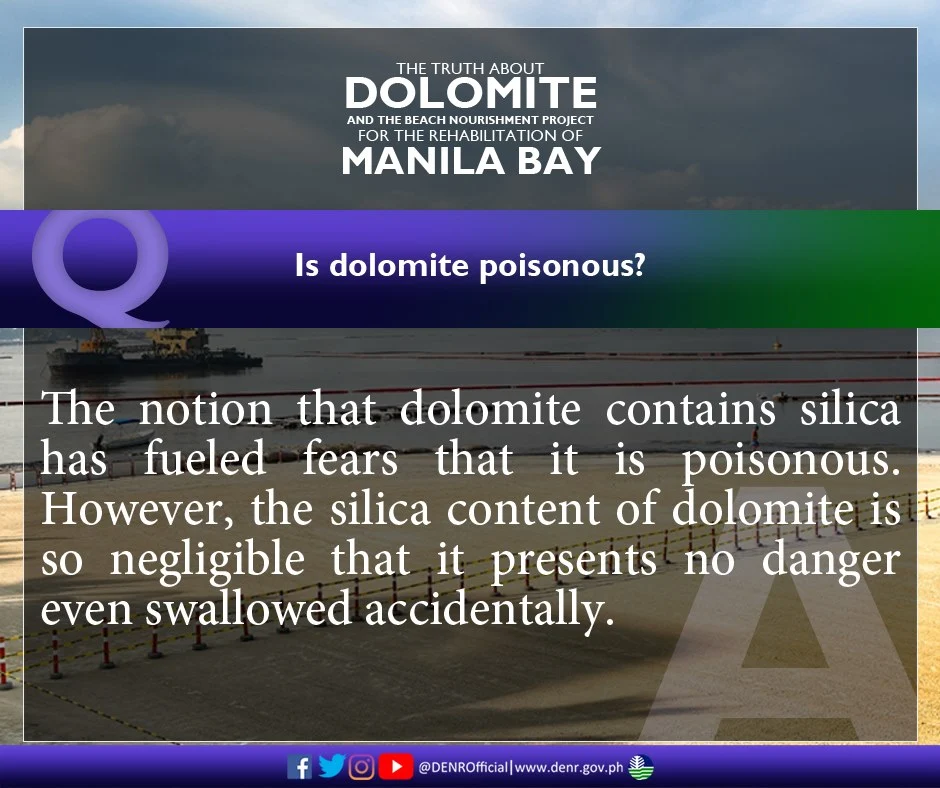 Frequently asked questions about dolomite and the beach nourishment project for the rehabilitation of Manila Bay