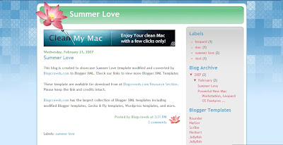 Summer Love Template Blogger