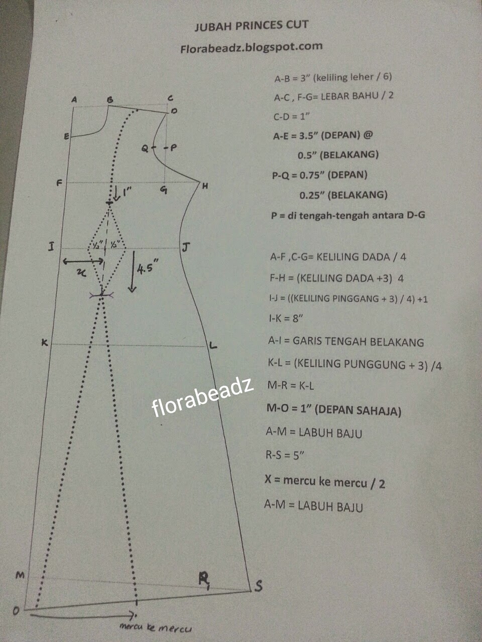 FLORABEADZ CARA  LUKIS POLA PRINCESS CUT