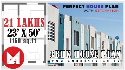 23 x 50 Perfect House Plan under 1200 Square feet 3BHK