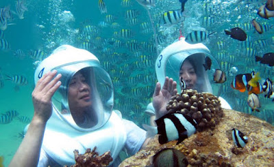 Ocean Walker, Asyiknya Berjalan Dalam Laut Tanpa Alat Selam Di Tanjung Benoa, Bali