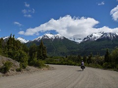 Riding through Parque Nacional Los Alerces, Argentina.