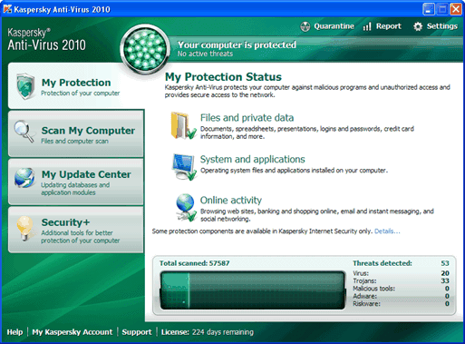 Kaspersky automatically scans