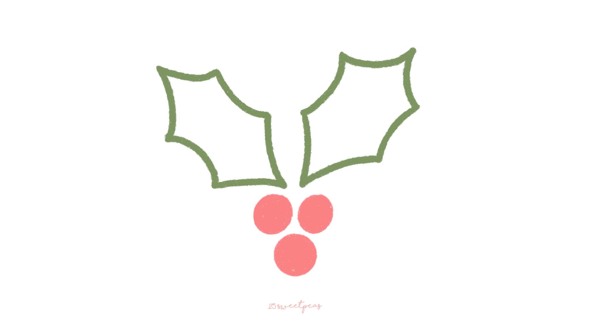 Step by Step : How to Draw or Paint Christmas Holly