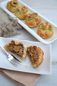 Shortcrust pastry filled with savoury steak mince and oatmeal stuffing AKA Skirlie