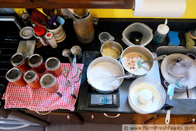 behind the scenes while making Christmas Morning Muffins